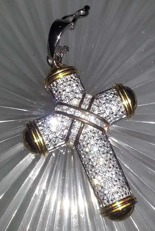 ELEGANT TWO TONE SILVER AND GOLD CROSS