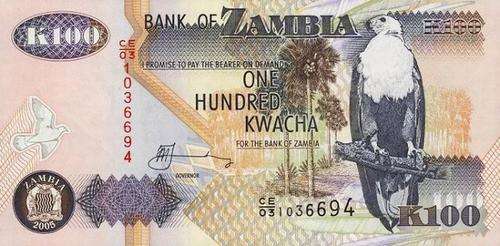 Zambia K100 Kwacha 2009 UNC (10 Notes)