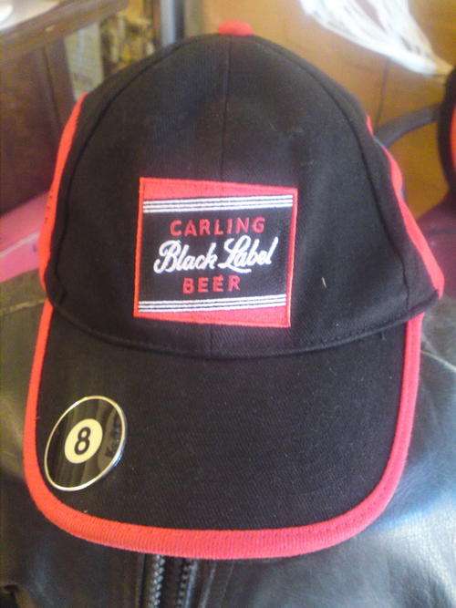 Black Ball "8" - CARLING BLACK LABEL CAP - Black Label "8" Pool Ball Cap with Bottle Opener