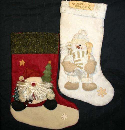 Pair Of Christmas Stockings - Awesome Father Christmas & Snowman With Great Detail - Large 45cm Tall