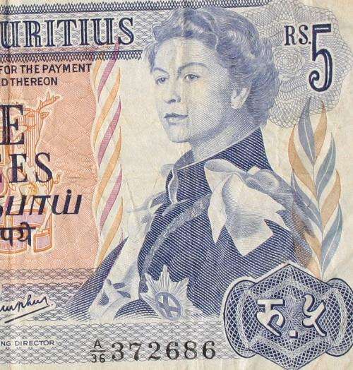Bank Of Mauritius Five Rupees - 1967