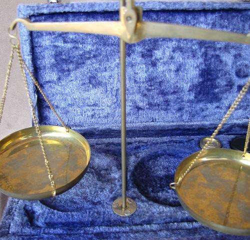 Counter Balance Brass Scale (100g) - Antique Style In Case Complete With Weights