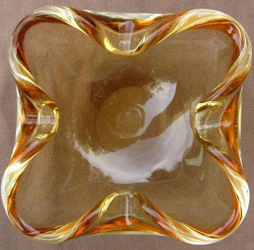 Heavy Caramel Glass Ashtray. No Markings. Assume It Is A Murano Based On Similar/Same Items Avail.