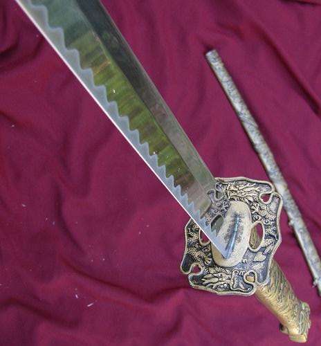 Highlander Dragon Samurai Katana Sword With Detailed Art Carved On Grip & Scabbard