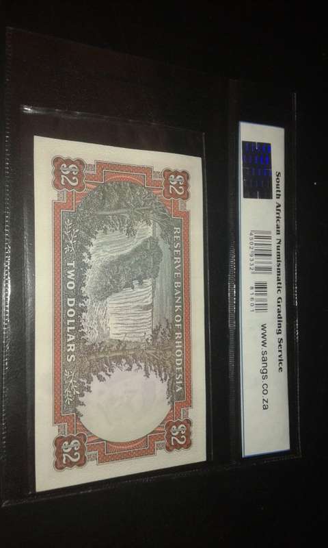 1975 RHODESIA $2 NOTE