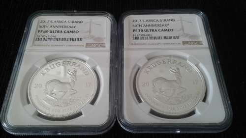 2 x 2017 1OZ SILVER KRUGER PROOFS...NGC PF69 & PF70!