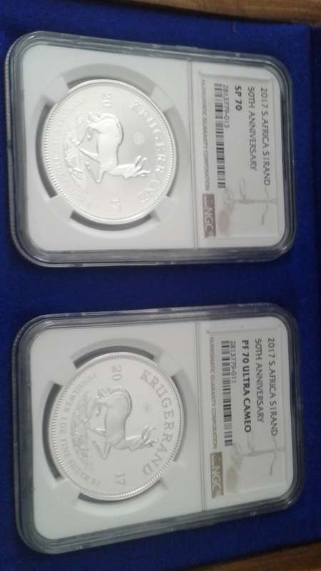 2017 SILVER KRUGER SET (2 COINS,1 x PROOF AND 1 x UNCIRCULATED ) BOTH PERFECT COINS NGC 70!!!