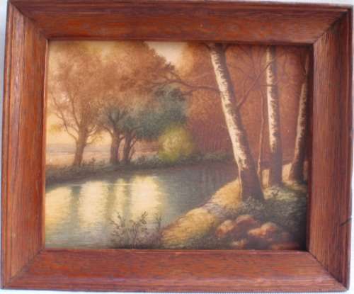 GORGEOUS LITTLE ORIGINAL ETCHING - FRAMED IN ANTIQUE OAK FRAME - REALLY NICE!!!