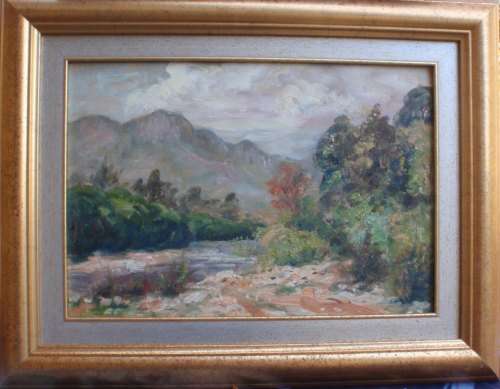 CLASSIC ORIGINAL OIL PAINTING 'LANDSCAPE' - BEAUTIFULLY FRAMED IN SILVER & GOLD - GOOD CONDITION!!!