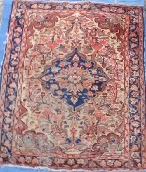 OLD PERSIAN CARPET - WELL WORN & THREADBARE IN SOME AREAS - INSTANT CHARACTER!!!