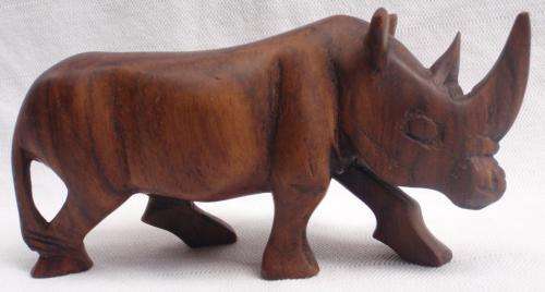AFRICAN CARVING OF RHINO - CARVED FROM BEAUTIFUL WOOD - LOVELY PIECE OF ART