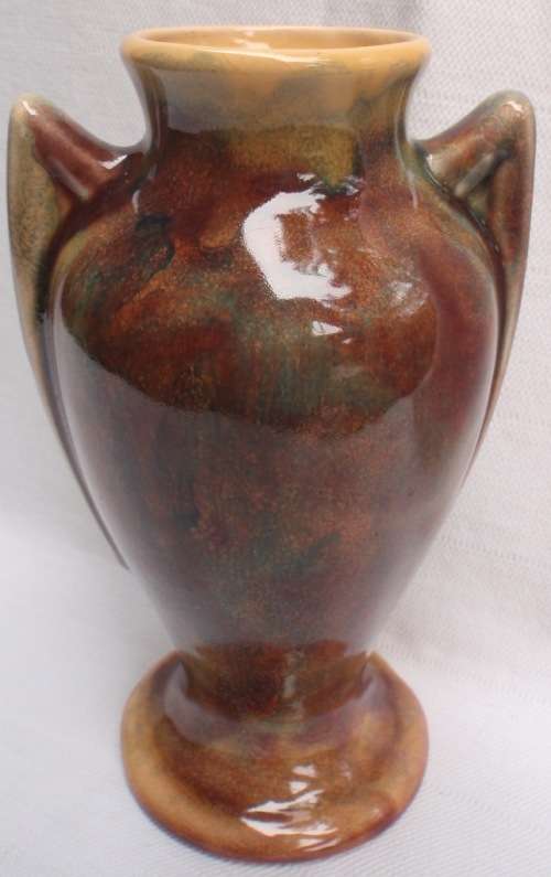 VINTAGE  BEAUTIFUL LITTLE `DRIP GLAZE` VASE IN SHADES OF AMBER and GREEN - LOVELY