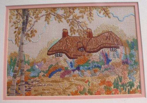 VINTAGE - REALLY LOVELY OLD WORLD COTTAGE IN EXQUISITE EMBROIDERY - SO MUCH LABOUR