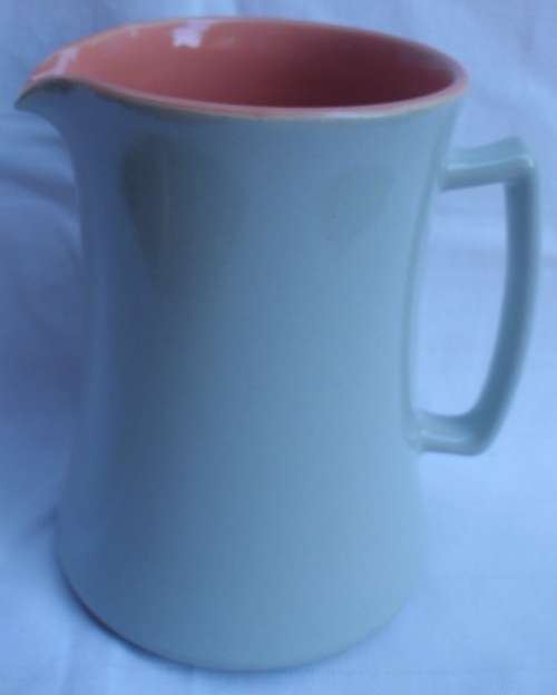 BEAUTIFUL OLD JUG - SOFTEST GREY (DUCK EGG HUE) WITH DUSKY PINK - GORGEOUS!!!