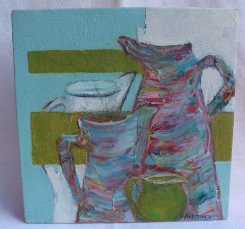 ORIGINAL OIL PAINTING by SUE WHITMORE - ABSTRACT STILL LIFE - ON CANVAS FRAME READY TO HANG!!!