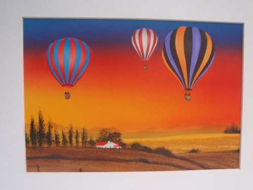 ORIGINAL ART - 'HOT AIR BALLOONING' BEAUTIFUL & VIBRANT AIR BRUSHED ART - NEW CONDITION!!!