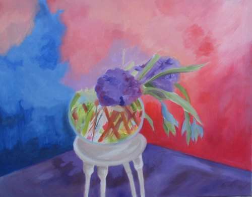 GORGEOUS ABSTRACT `MATISSE` STYLE OIL PAINTING  - CANVAS ON STRETCHER FRAME - READY TO HANG