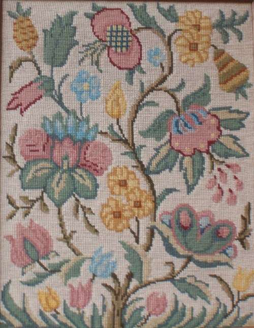 TAPESTRY - BEAUTIFUL 'ARTS AND CRAFTS' STYLE BOTANICAL - LOOSE TAPESTRY - GOOD CONDITION!