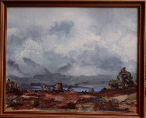 GORGEOUS ORIGINAL OIL PAINTING `CLOUDY LANDSCAPE` LOVELY ABSTRACT STYLE PIECE - GOOD PRICE!!!
