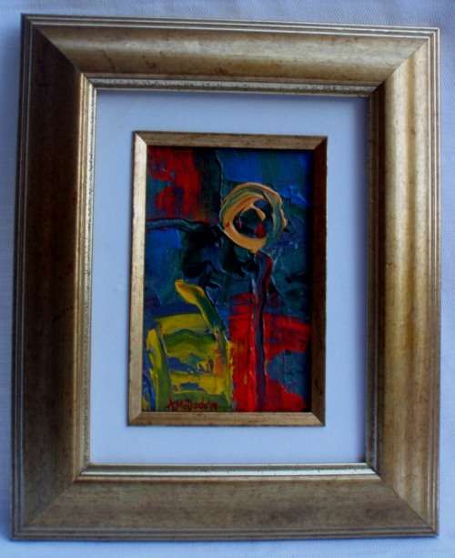 ABSTRACT ORIGINAL by ARLENE McDADE "PRIMARY COSMOS" RICH PALETTE KNIFE PAINTING.