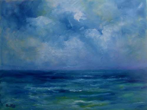 ORIGINAL ARLENE McDADE - "THE SEA WITHIN" SERIES 2 - OIL ON CANVAS ON STRETCHER FRAME.