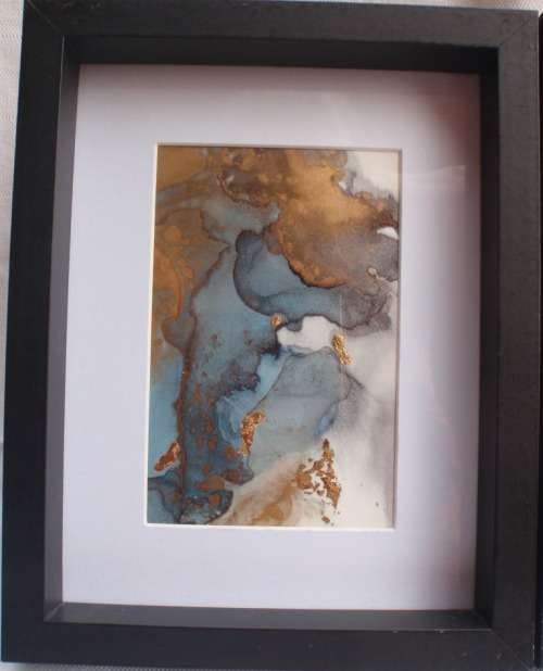 TWO FABULOUS ORIGINAL WATERCOLOURS WITH GOLD LEAF - ABSTRACT, SOPHISTICATED & BEAUTIFUL!