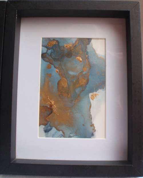 TWO FABULOUS ORIGINAL WATERCOLOURS WITH GOLD LEAF - ABSTRACT, SOPHISTICATED & BEAUTIFUL!