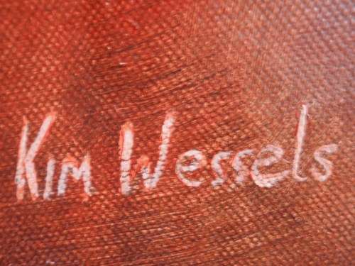 FASCINATING ORIGINAL KIM WESSELS - TREE SERIES  LARGE CANVAS, BEAUTIFUL AMBER HUES REALLY LOVELY