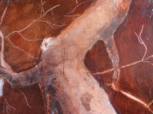 FASCINATING ORIGINAL KIM WESSELS - TREE SERIES  LARGE CANVAS, BEAUTIFUL AMBER HUES REALLY LOVELY