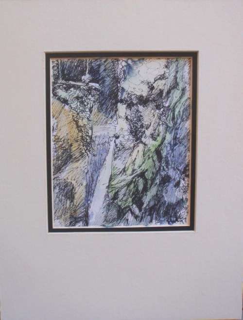 STUNNING ORIGINAL PAINTING, PEN & WASH - ABSTRACT BY PAT CROSSLEY'97 - GORGEOUS PIECE OF ART!