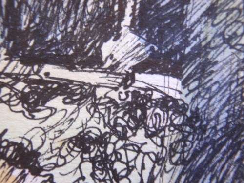 STUNNING ORIGINAL PAINTING, PEN & WASH - ABSTRACT BY PAT CROSSLEY'97 - GORGEOUS PIECE OF ART!