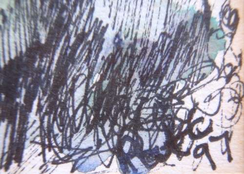 STUNNING ORIGINAL PAINTING, PEN & WASH - ABSTRACT BY PAT CROSSLEY'97 - GORGEOUS PIECE OF ART!