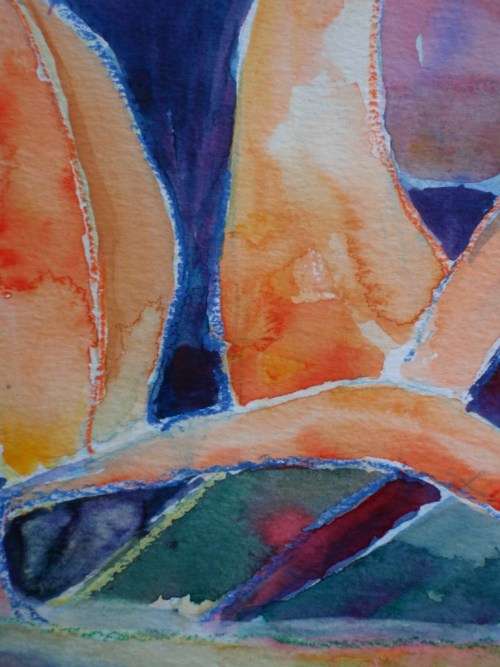 STUNNING ORIGINAL WATERCOLOUR `ABSTRACT BIRD OF PARADISE` TASTEFULLY FRAMED, READY TO HANG