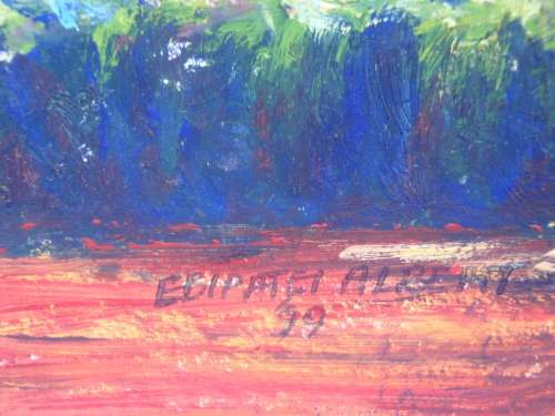 AFRICAN ARTIST -  3 ORIGINAL PAINTINGS  by EBIPATEI ALBERT  CIRCA 1998 - RURAL LIFE. FABULOUS SET!