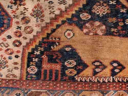 WORN OUT OLD HAND WOVEN CARPET - A BEAUTY IN ITS DAY NOW A REMNANT OF OLD PERSIA - CHARACTER PIECE!