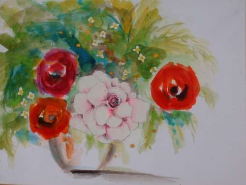 STUNNING AND BEAUTIFUL ORIGINAL PAINTING - UNUSUAL STYLE - FRESH AND LOVELY