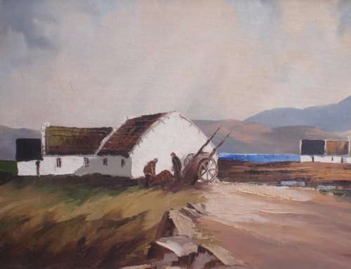 PAIR OF ORIGINAL OIL PAINTINGS BY IRISH ARTISTS `CROFTERS COTTAGES` IN CONNEMARE - THEY ARE AMAZING