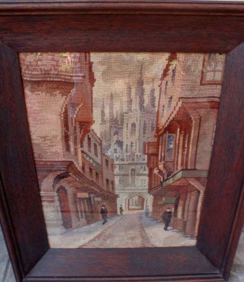 ANTIQUE TAPESTRY IN THE MOST MAGNIFICENT LARGE OAK FRAME - GORGEOUS MELLOW, NEUTRAL COLOURS.