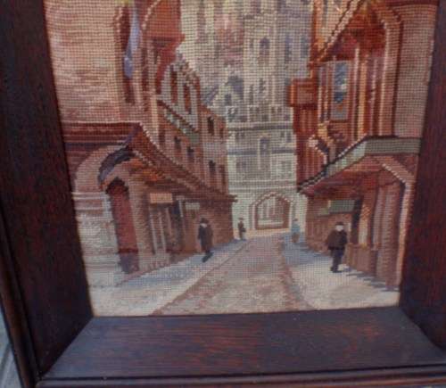 ANTIQUE TAPESTRY IN THE MOST MAGNIFICENT LARGE OAK FRAME - GORGEOUS MELLOW, NEUTRAL COLOURS.