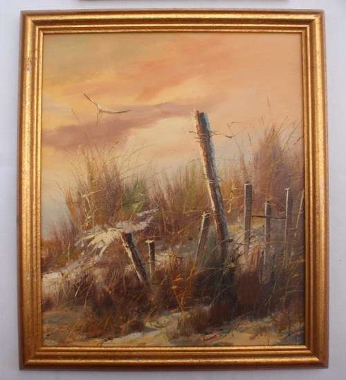 SET OF THREE BEAUTIFUL SEASCAPES - BIRDS, BOAT AND BEACH ORIGINAL OILS ON CANVAS UNIQUE FRAMES