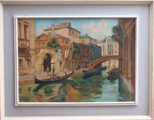 VINTAGE WONDERFUL ORIGINAL by RINALDO CARESSA. 1929-2009  IMPRESSIONIST VENICE SCENE.