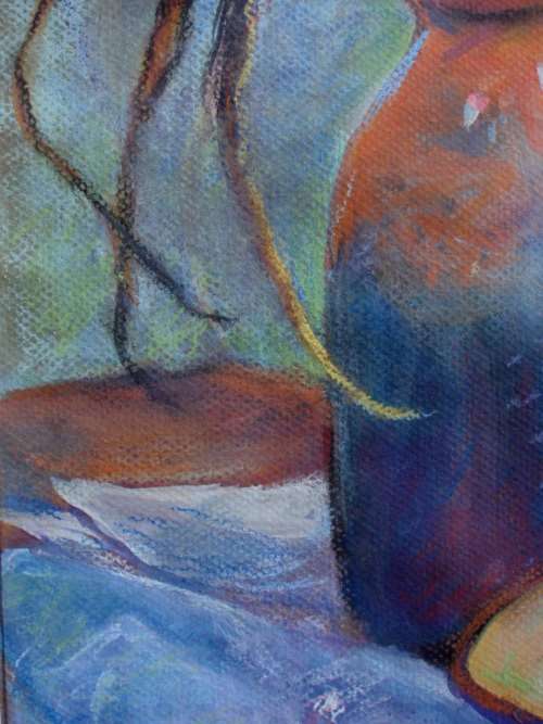 ABSTRACT ORIGINAL PASTEL by E.MARRIOTT - INDIGENOUS STILL LIFE - WELL FRAMED