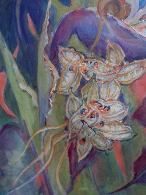 STUNNING TROPICAL ORIGINAL by E.MARRIOTT - STRELITZIA NICOLAI - WELL FRAMED READY TO HANG!