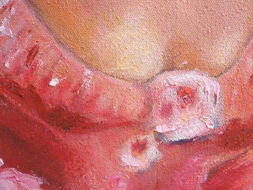 FABULOUS `DEGAS STYLE` BALLET DANCER signed JULIENNE. RICH CORAL, PEACHY HUES.  REALLY LOVELY!