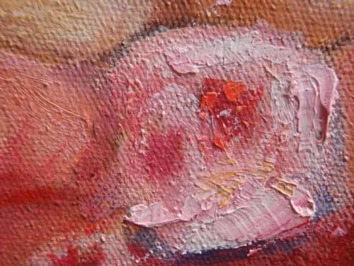 FABULOUS `DEGAS STYLE` BALLET DANCER signed JULIENNE. RICH CORAL, PEACHY HUES.  REALLY LOVELY!