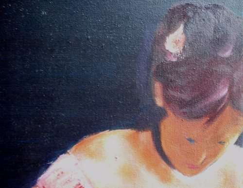 FABULOUS `DEGAS STYLE` BALLET DANCER signed JULIENNE. RICH CORAL, PEACHY HUES.  REALLY LOVELY!