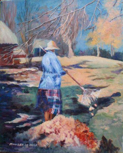WONDERFUL ORIGINAL MAUREEN DE MOOR. IMPRESSIONIST OIL PAINTING `AUTUMN IN CLARENS` WELL KNOWN ARTIST
