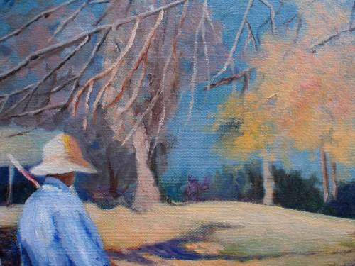 WONDERFUL ORIGINAL MAUREEN DE MOOR. IMPRESSIONIST OIL PAINTING `AUTUMN IN CLARENS` WELL KNOWN ARTIST