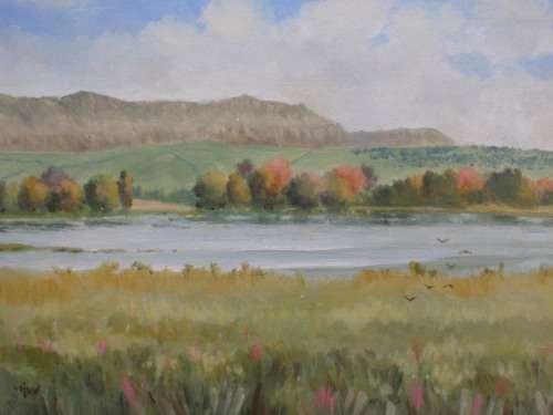 ORIGINAL OIL PAINTING, SIGNED `HOOD` BEAUTIFULL, PEACEFUL SOUTH AFRICAN LANDSCAPE.
