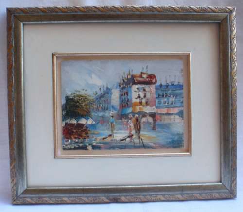 ABSTRACT ORIGINAL - STREET SCENE - GORGEOUS PALETTE KNIFE PAINTING IN STUNNING FRAME!